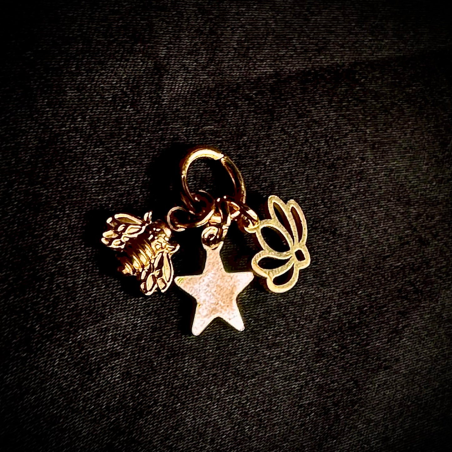 LOTUS, BEE, SOLID STAR TRIAD in GOLD