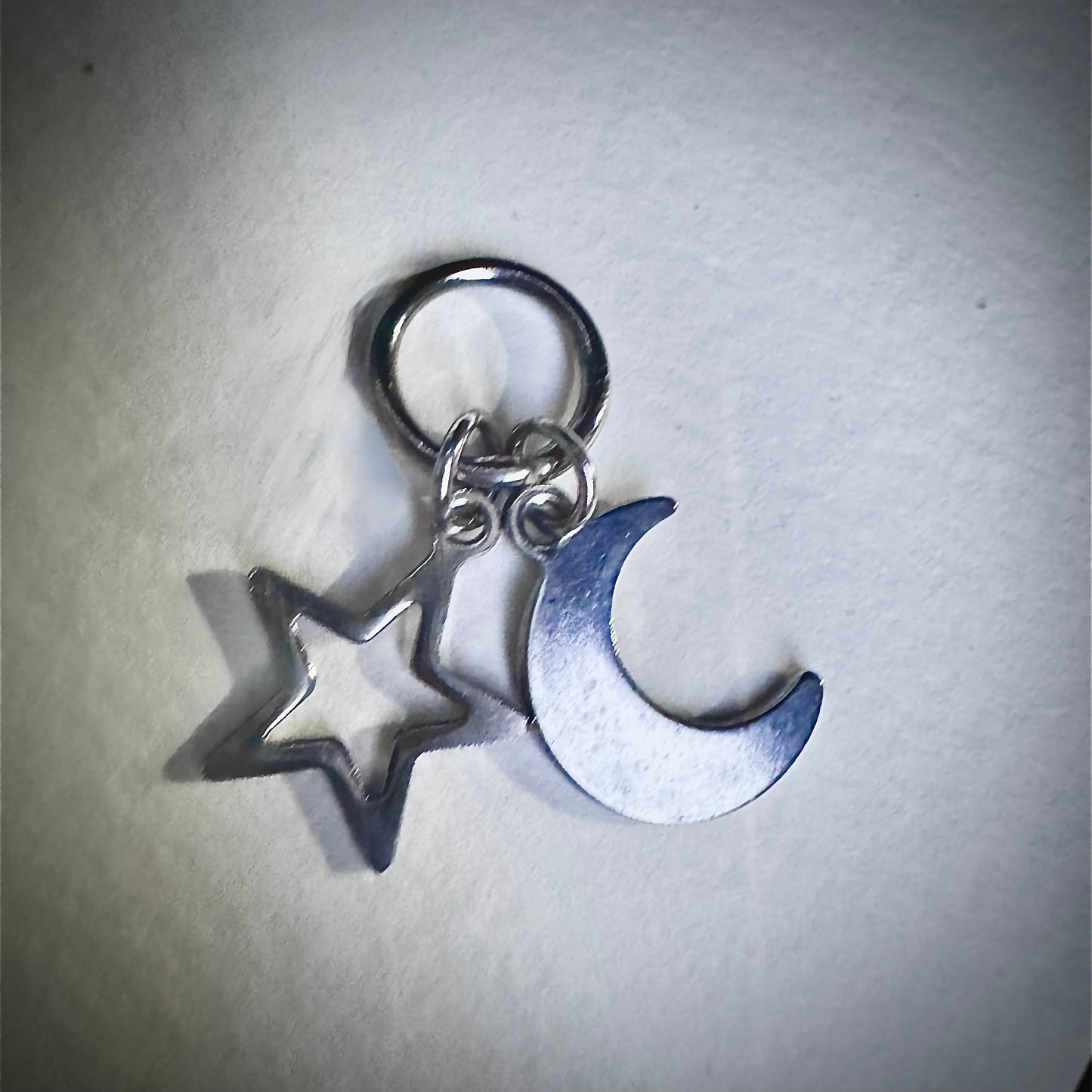 CLOSED MOON & OPEN STAR DYAD in SILVER