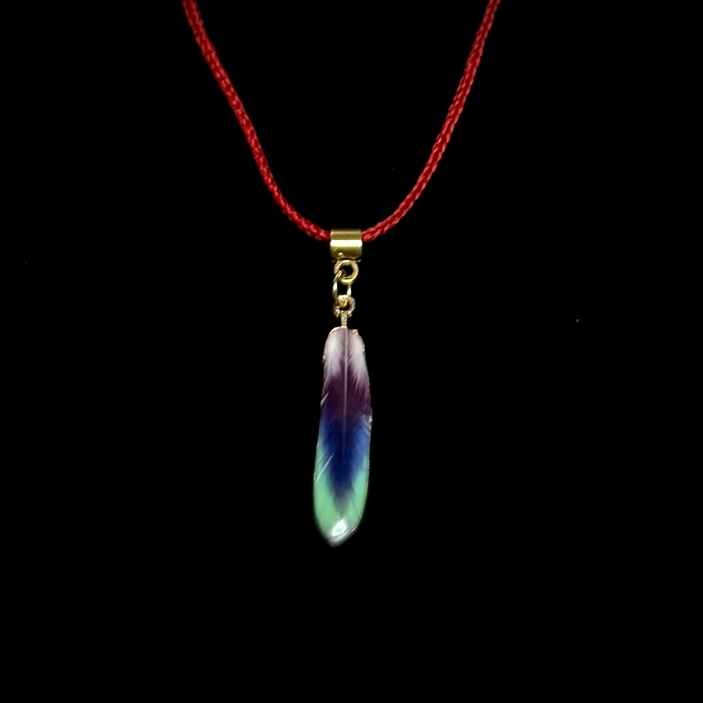 ENAMEL FEATHER CHOKER - Purple/Green